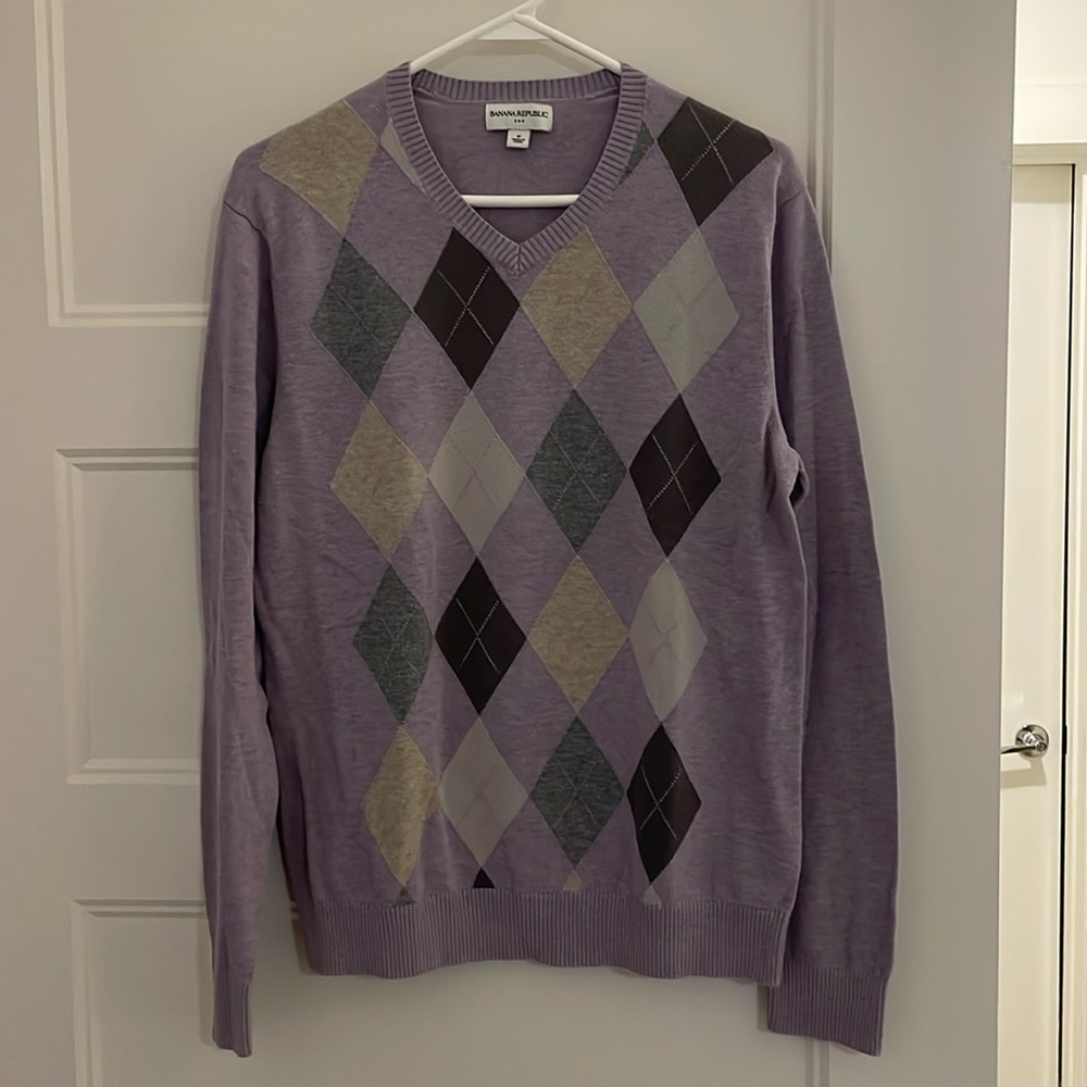 Banana Republic Men’s Argyle V-Neck Sweater